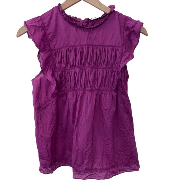Rails Filomena blouse purple flutter Sleeve Ruffle Lace Berry Size Small - Picture 5 of 9